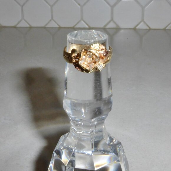 Vtg Custom 14k Black Hills Gold Semi-Mount Ring 5.84 grams Tri-color sz 7 - Picture 5 of 12